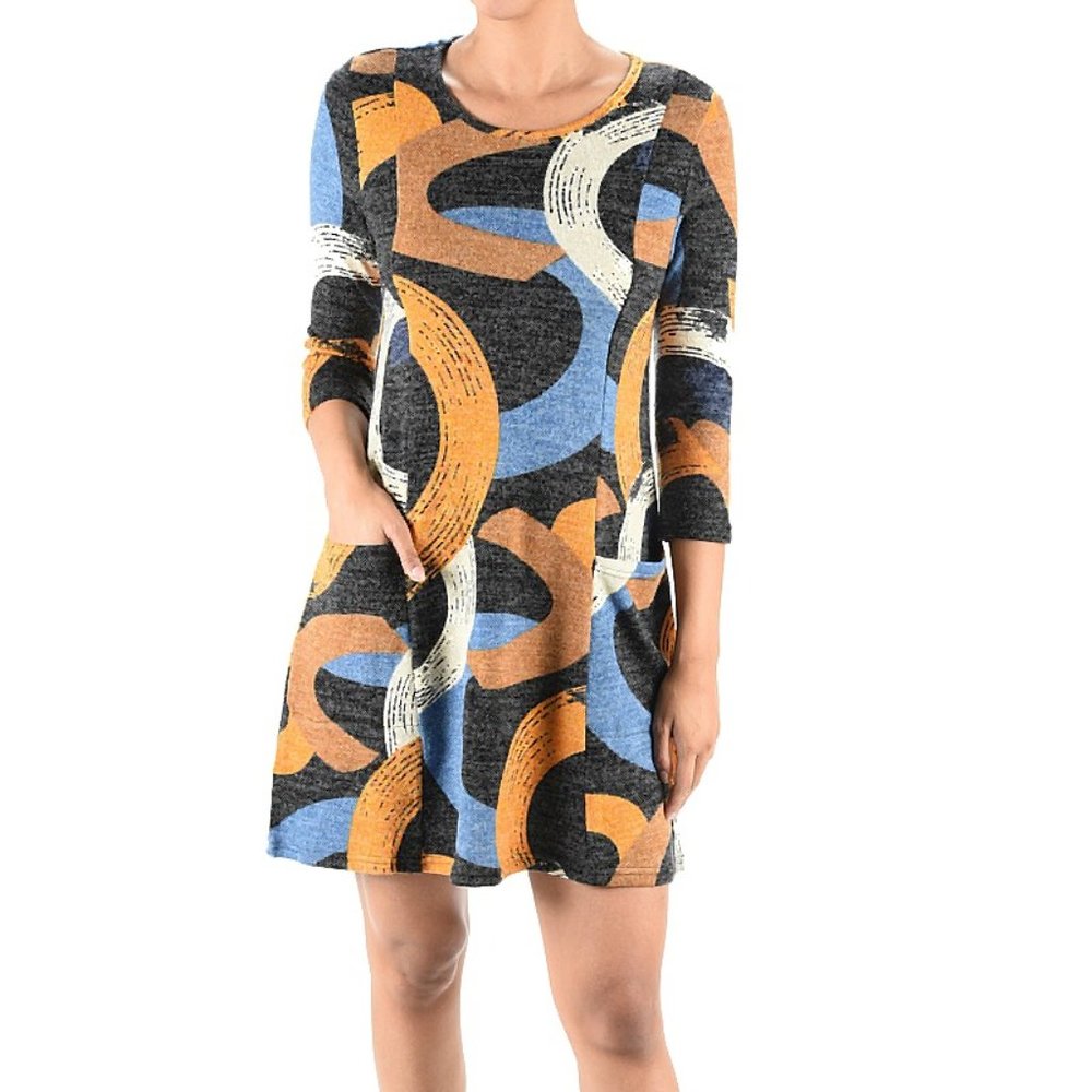 Circle Print Knit Dress